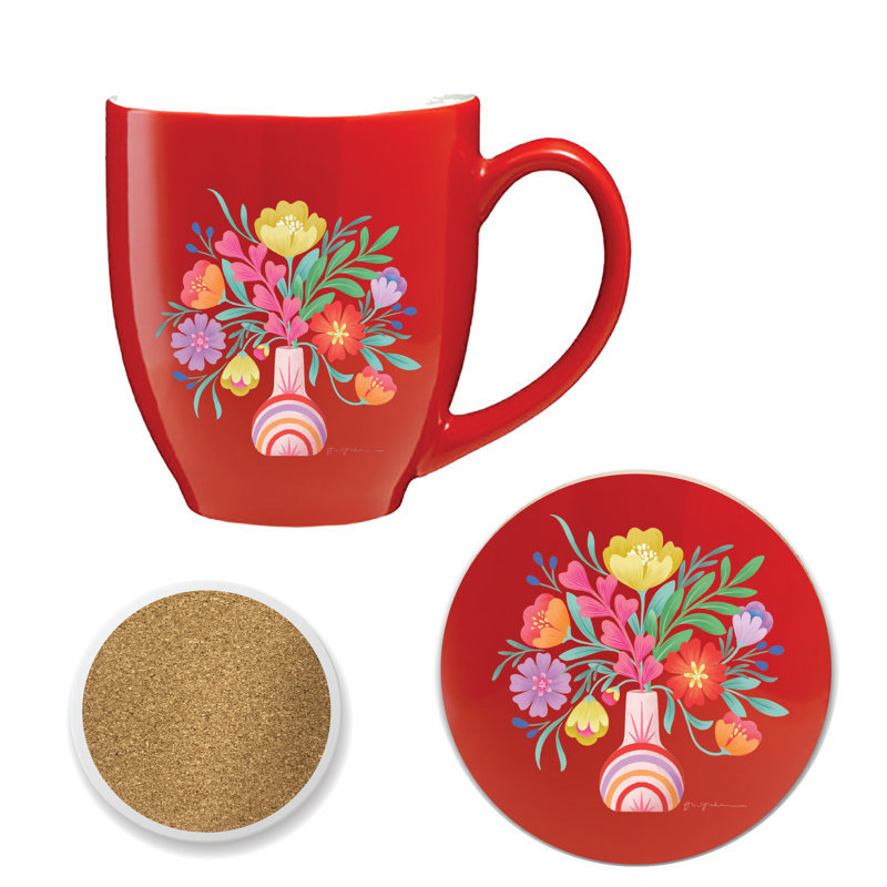 Ensemble de grandes tasses et sous-verres 16 oz Bold Bouquet
