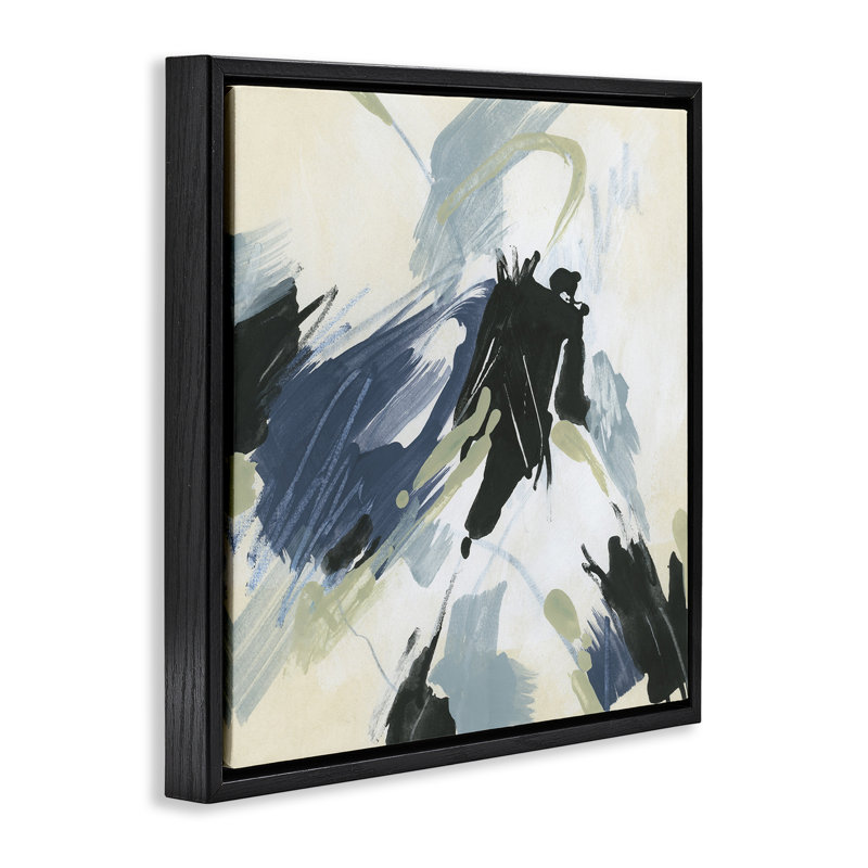 Art mural dynamique sur toile à motif abstrait dynamique par June Erica Vess, Cadre flottant noir de jais