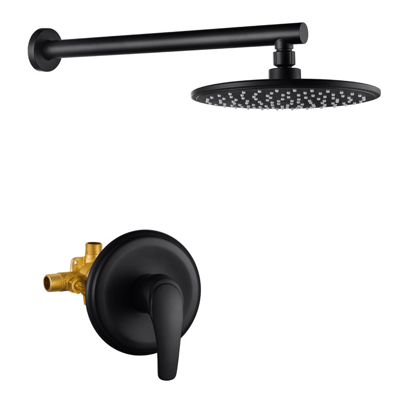 Système de douche à pluie de 9 pouces avec pomme de douche à main Topcraft, Noir mat