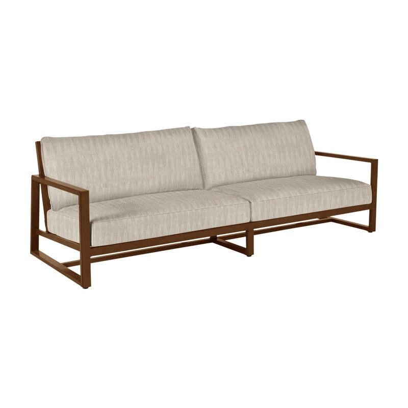 Avondale Aluminum Sofa - Oak, No Welt, Oak, Herringbone Sand