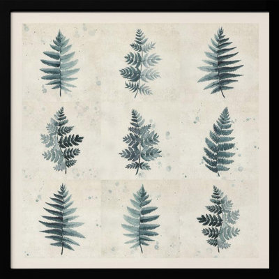 "Nine ferns collage", art mural texturé encadré