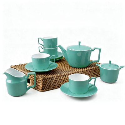 11 Piece Mint Green Ceramic Tea Set