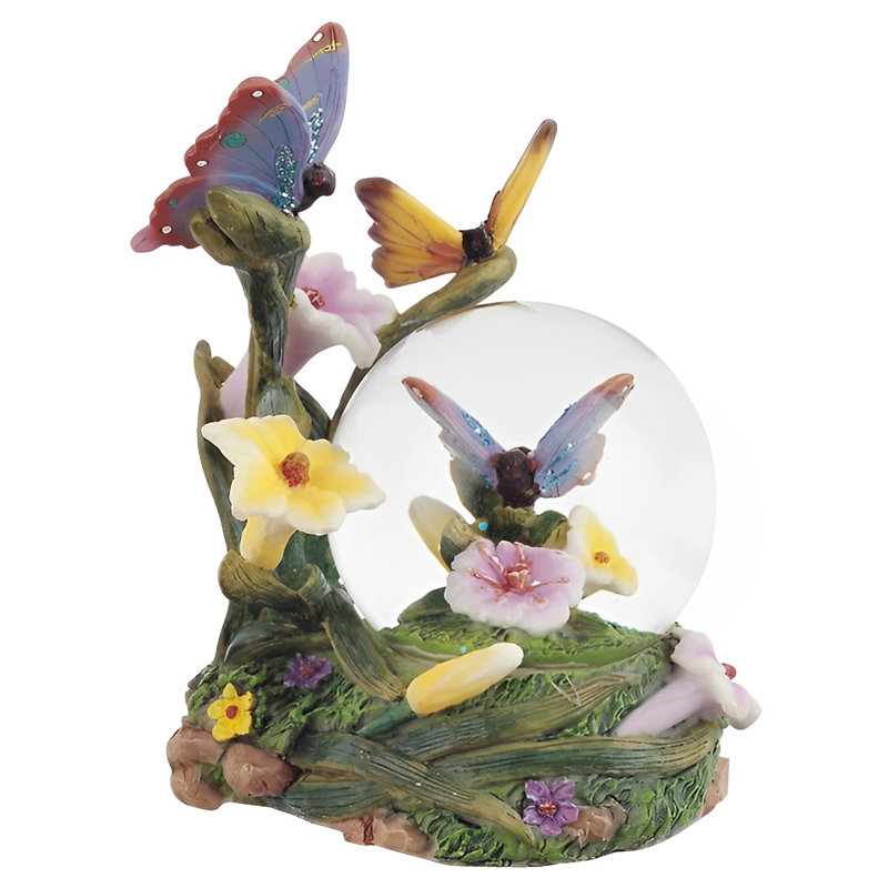 5"H Butterflies Glitter Snow Globe