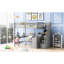Lit mezzanine double gris avec bureau intégré et options de rangement - Personnalisez votre espace-1182543878