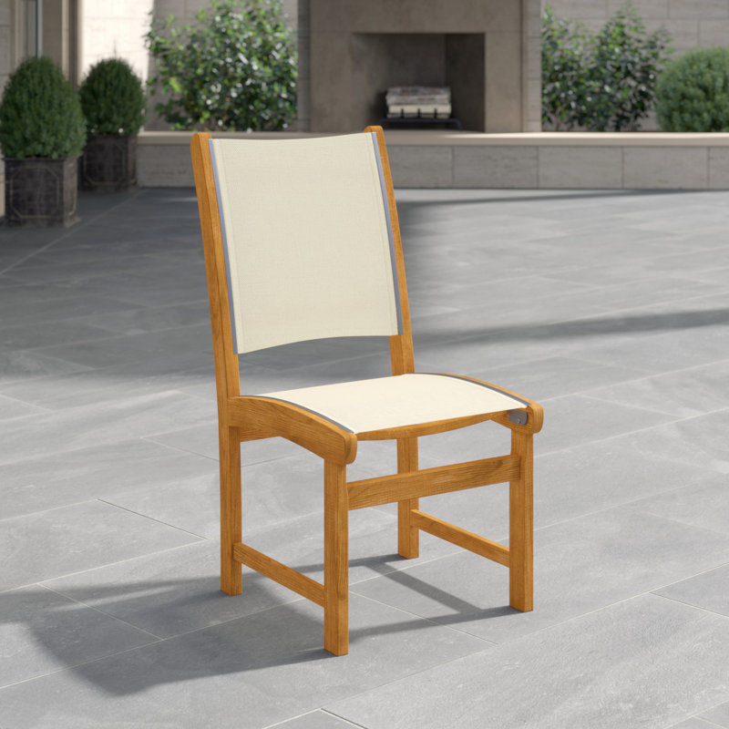 St. Tropez Teak Patio Dining Side Chair, Sand