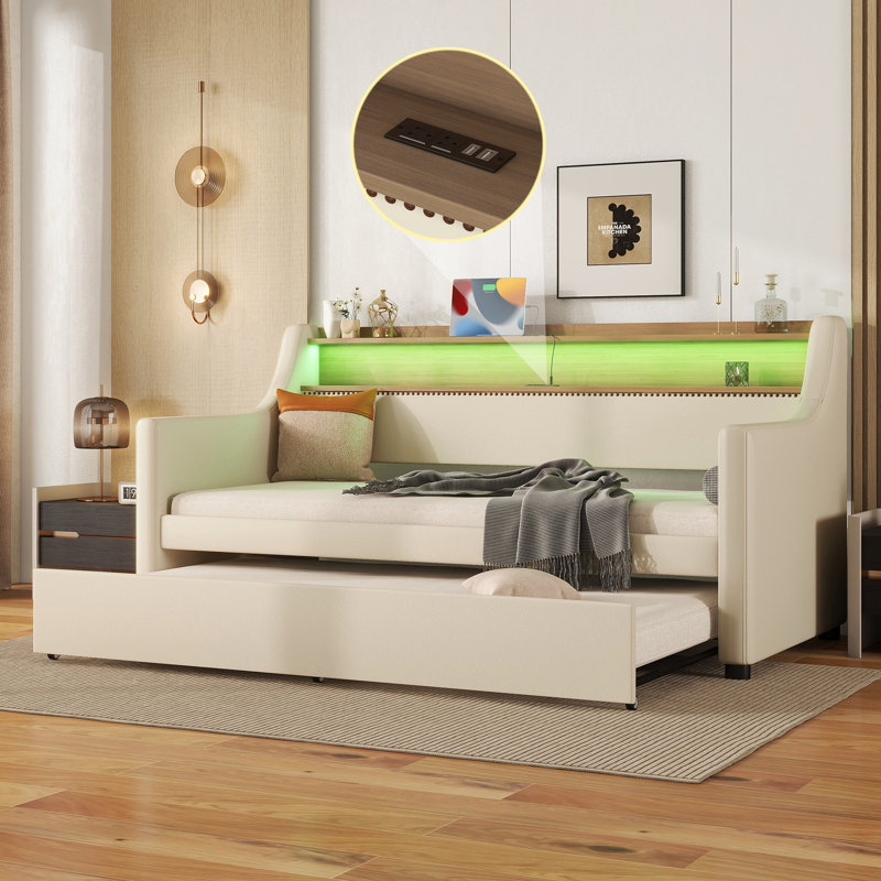 Lit de jour avec couchette, Beige