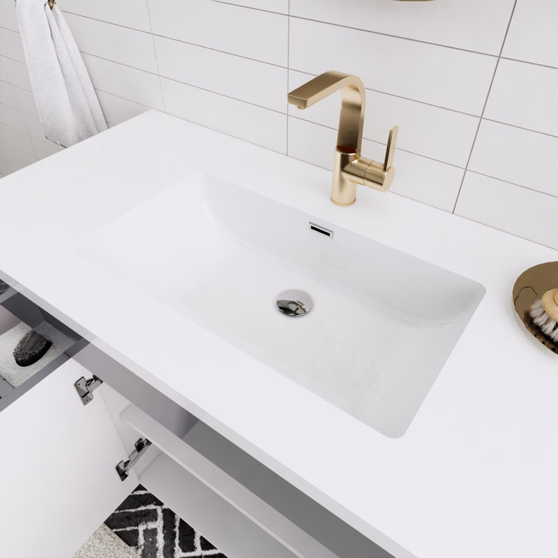 41.75'' Single Bathroom Vanity with Acrylic Top, Gloss Gray