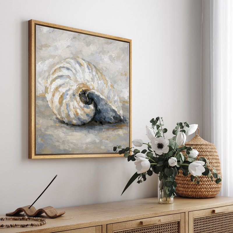 Œuvre de coquillage classique en spirale classique, photos de décor de bord de mer doux, impression sur toile encadrée