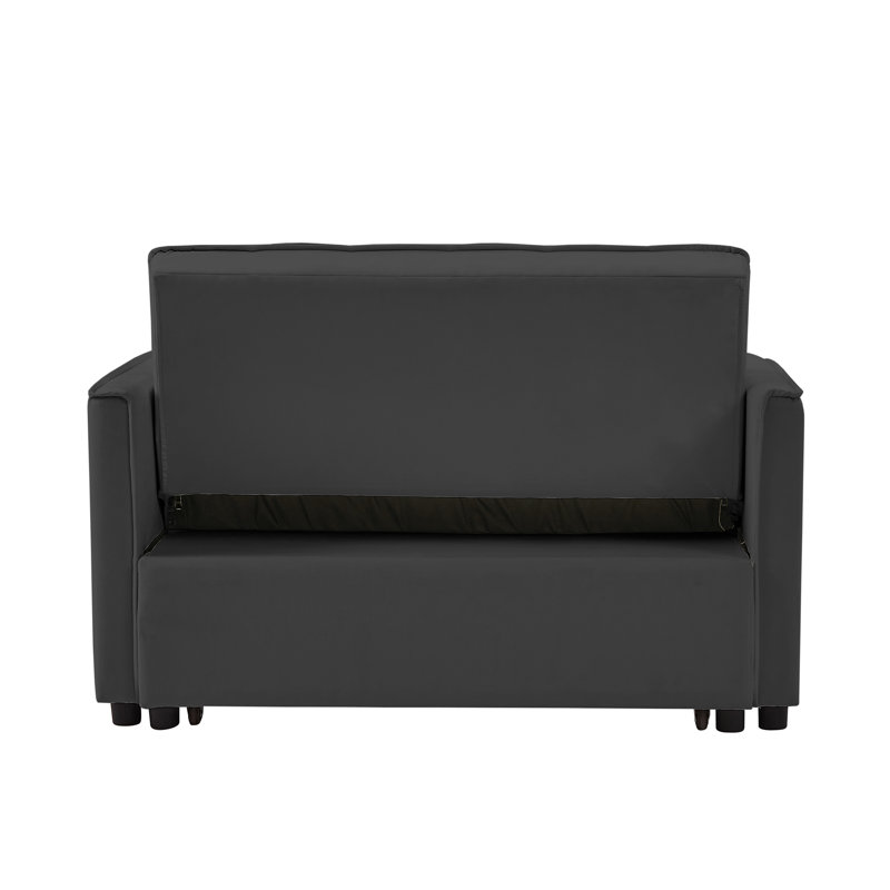 Upholstery Reclining Sleeper Sofa With Adjustable Backrest,Pull-Out Sleeper Sofa Bed, Black