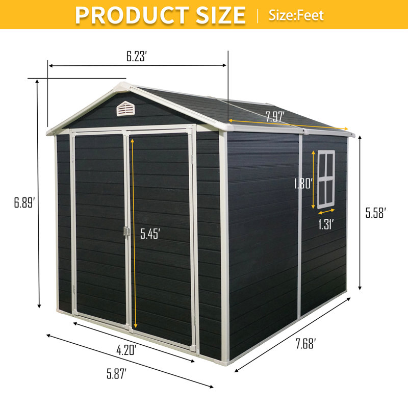 6 x 8 pi en résine noire pour l'extérieur - Outils de pelouse de transport Annonceur 6 x 8 pi
