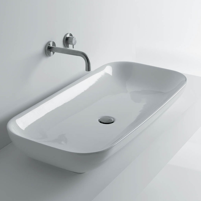 WS Bath Collections Ciotola 18.1'' White Ceramic Rectangular Bathroom Sink