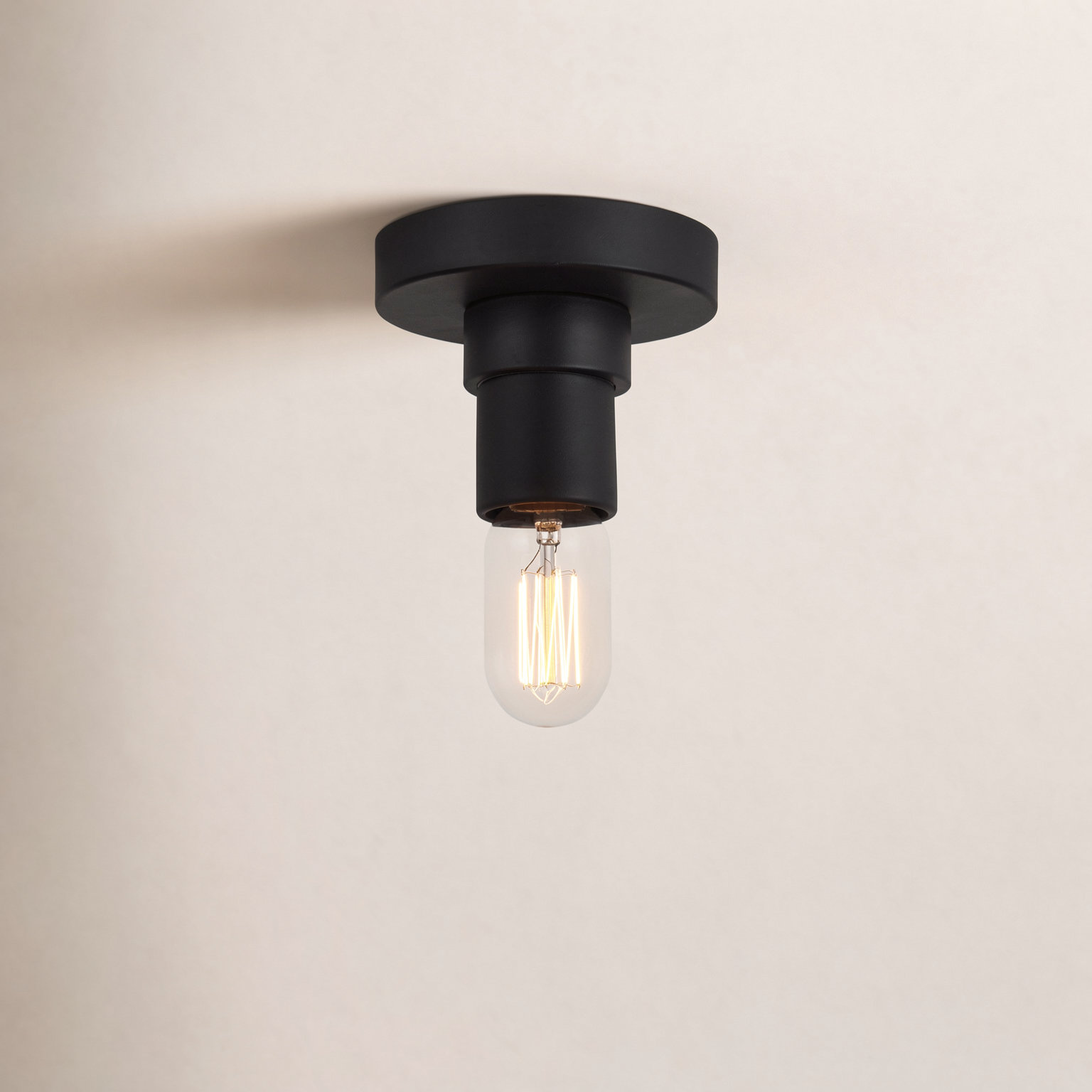 Rooks Single Light Glass Semi Flush Mount, Midnight Black