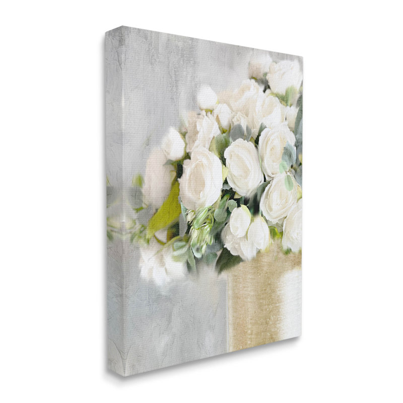 Art romantique sur toile, "Romantiques roses blanches" par Anne Bailey, L 16 po x H 20 po
