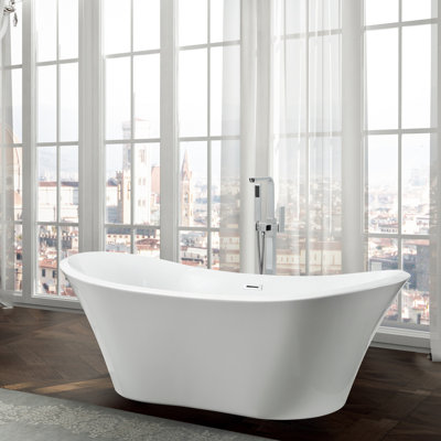 Ancona 71'' x 31.5'' Freestanding Soaking Acrylic Bathtub