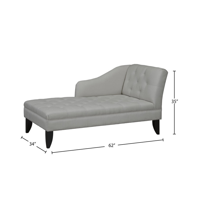 Chaise longue capitonnée en cuir véritable à un accoudoir, Orienté à droite (vu de face), Lin beige