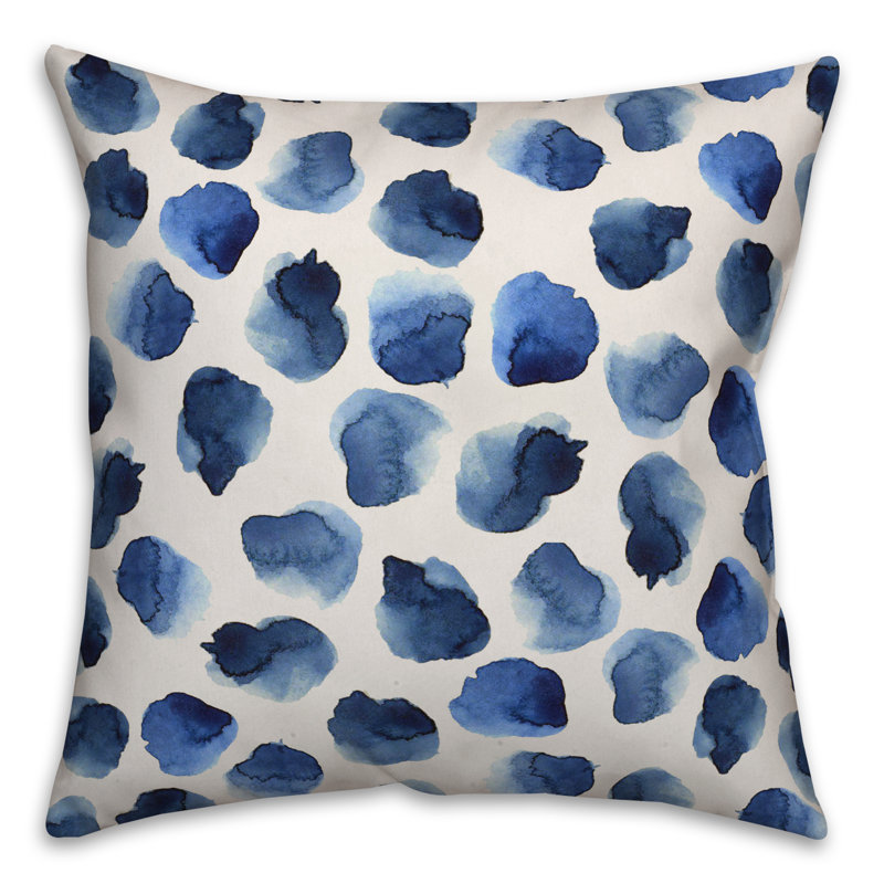  Coussin Watercolor Dots, 16 po x 1 po, Bleu