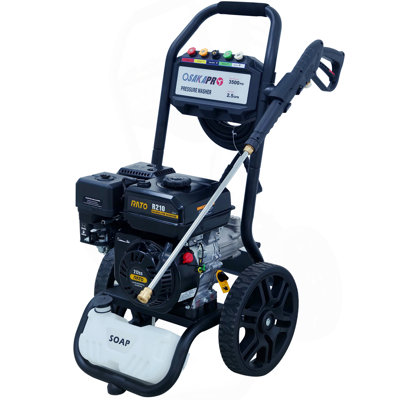 3500PSI Gas Pressure Washer, 2.5GPM Gas Powered High Pressure Washer With 212CC RATO Engine, 5PCS Adjustable Nozzles, Onboard Soap Tank, Spray Gun And Wand, Multi Use. Black Color