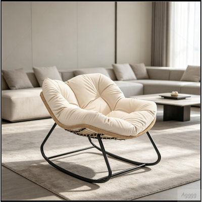 Fauteuil à bascule berçant, conception surdimensionnée avec coussin, mobilier d'extérieur pour la cour, le patio et le jardin