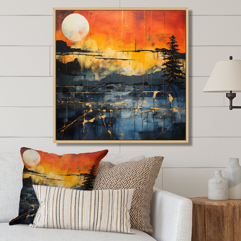 " Dramatic Lightning Nights I ", 16" H x 16" W x 1" D, Natural Floater Framed