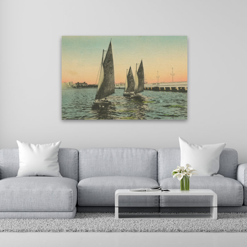 Floride carte postale I - pont de la Floride, art de l'océan côtier, H 40 po x l 60 po