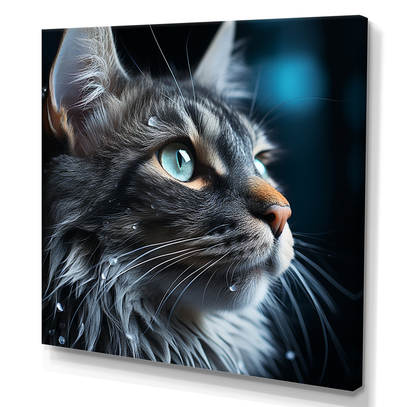 " Cat Blue Eye Reflection I ", 16" H x 16" W x 1" D, Wrapped Canvas