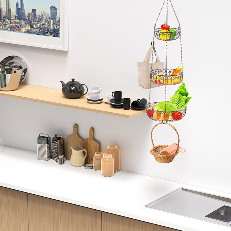 3-Tier Fruit Hanging Basket, Bronze