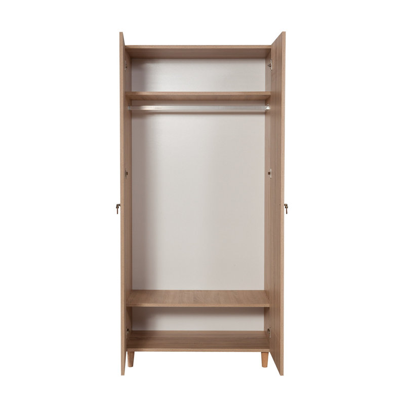 Kenna 2 Door Manufactured Wood Wardrobe, Black/Oak