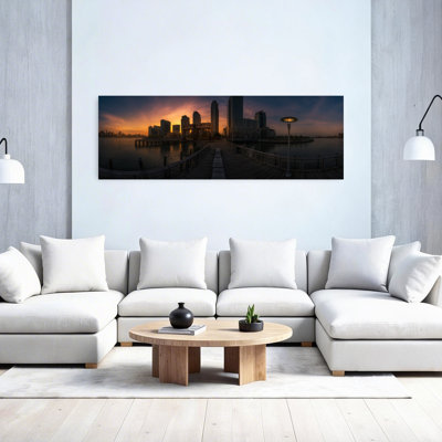 «Dramatic Long Island Sunset», art dramatique coloré de ville vibrante