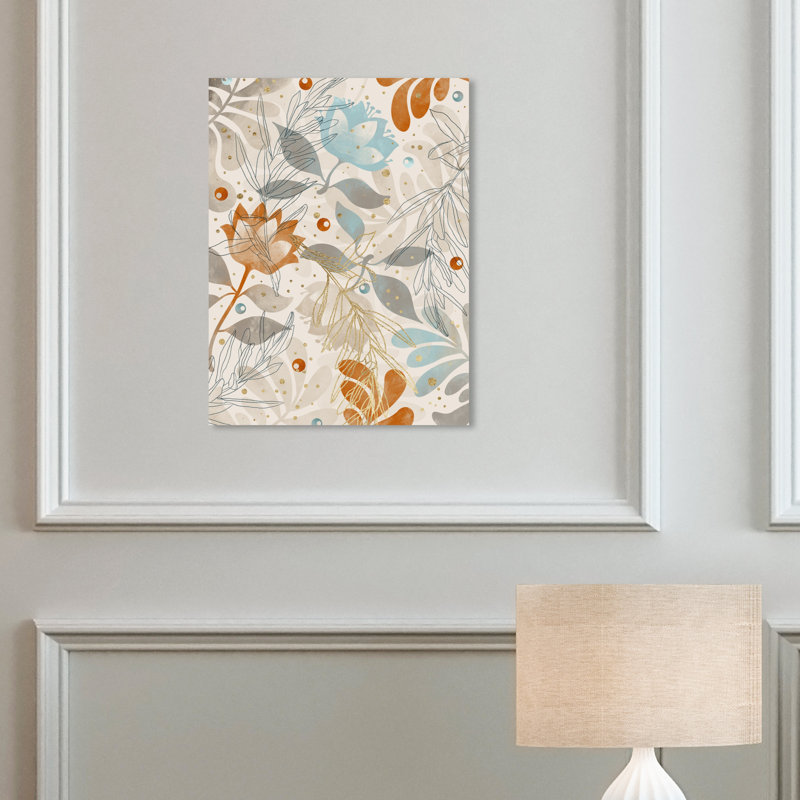 " Floral And Botanical Retro Fields ", Wrapped Canvas, 32" H x 24" W x 1.5" D