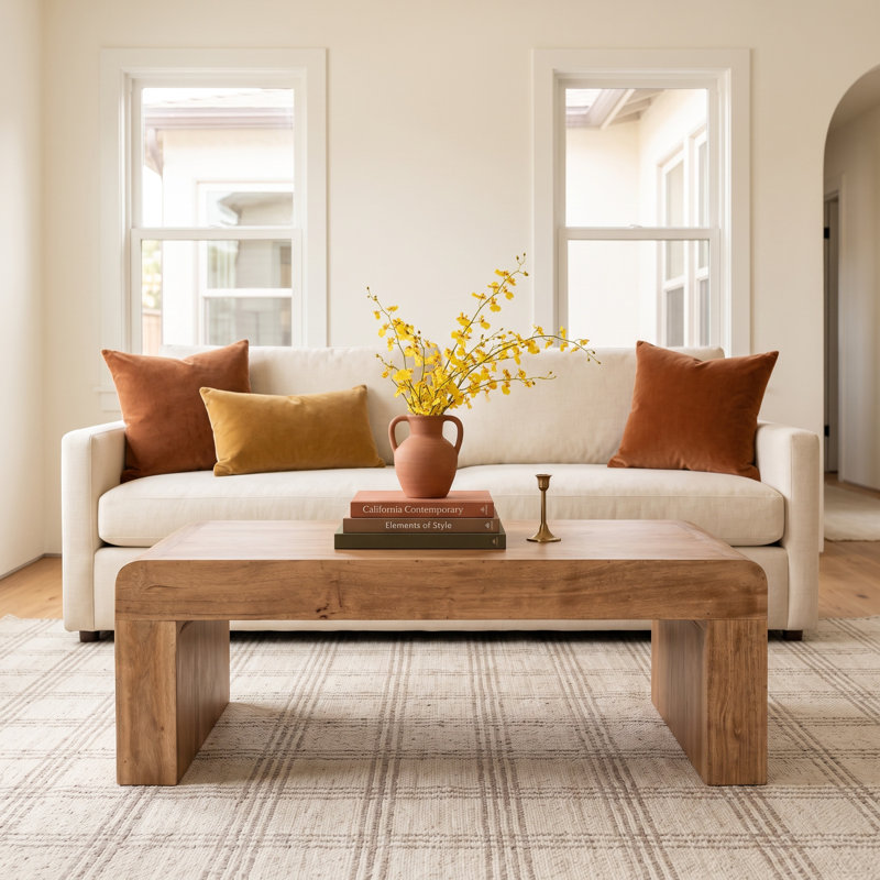 Runi Solid Wood Top Coffee Table, Natural