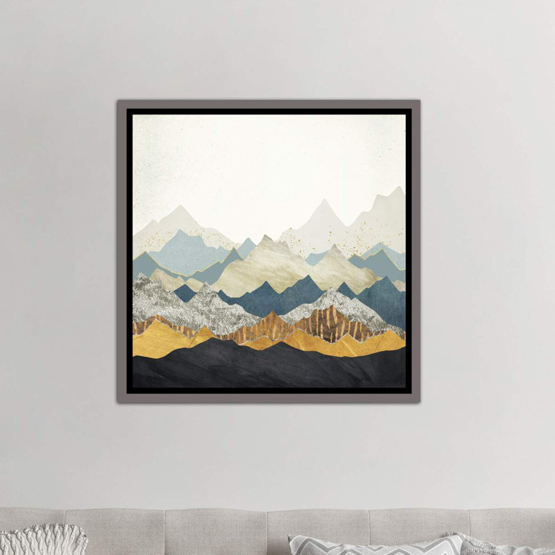 «Distant Peaks» par Spaceécur Designs - impression, Toile encadrée de bois rustique foncé, H 18 po x l 18 po x P 1,5 po