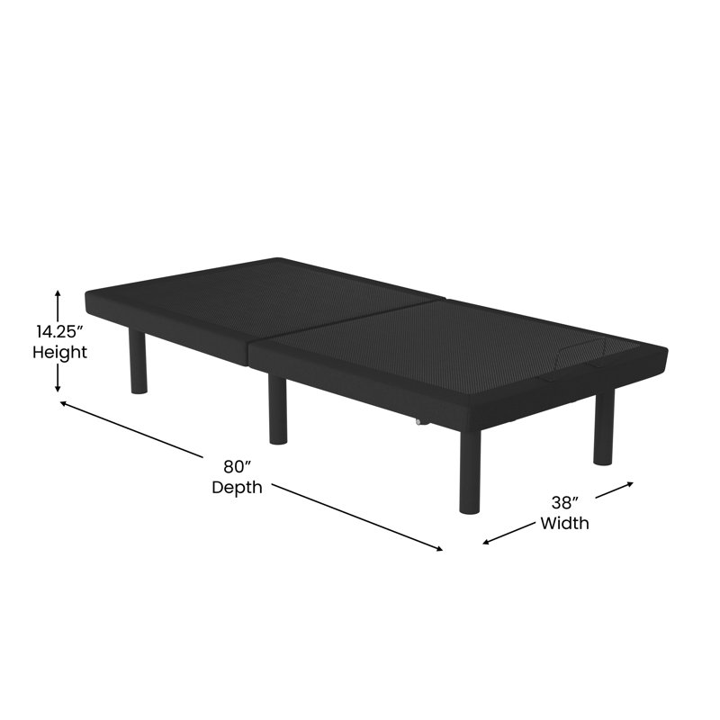 Overton Anti-skid Upholstered Adjustable Bed Base with Wireless Remote, Extra-long Twin