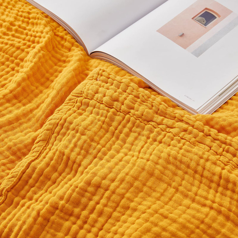 Couverture en coton pour toutes les saisons EMME, Grand lit, Jaune