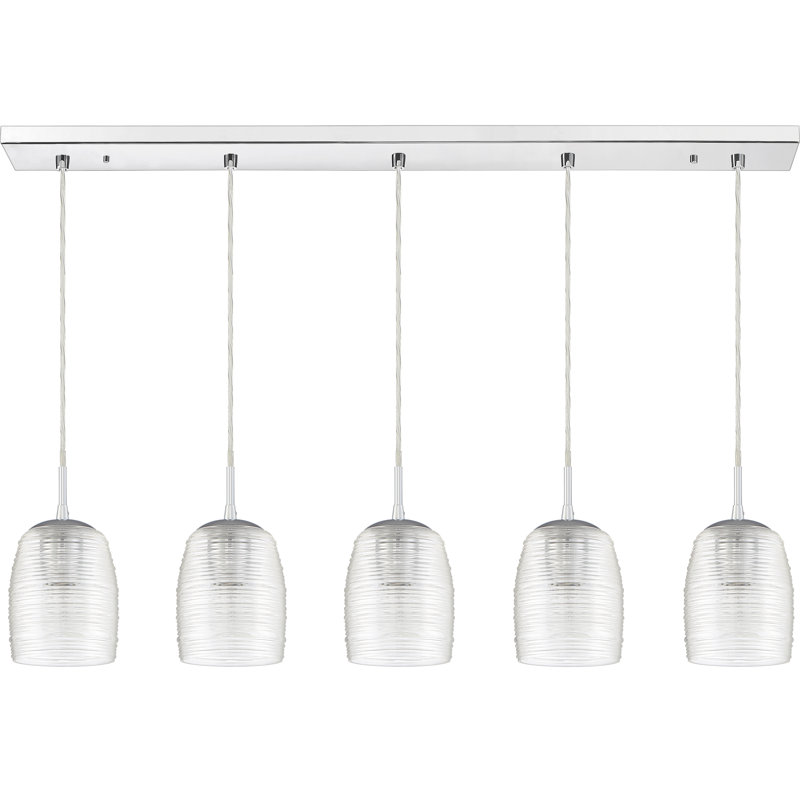 Luminaire suspendu linéaire à 5 lumières pour îlot de cuisine Zambrano, Chrome poli