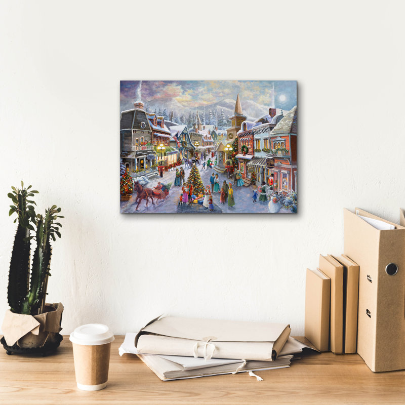  «Victorian Christmas Village» par Nicky Boehme, art mural sur toile, 16 po x 12 po