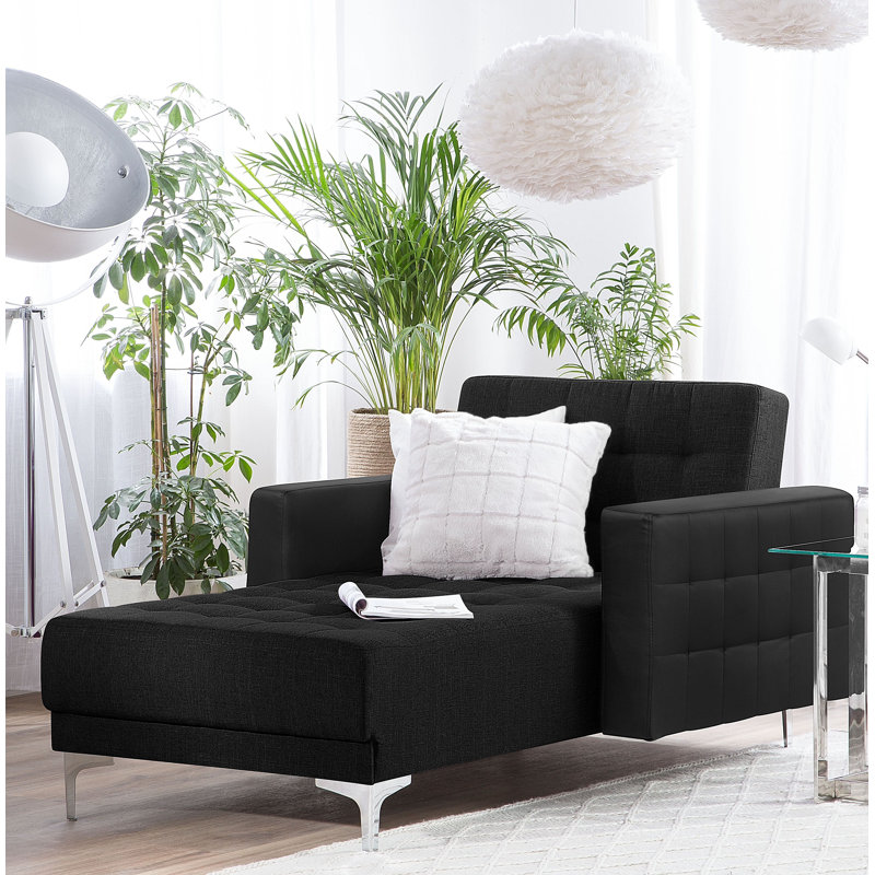 Finnegan Faux Leather Chaise Lounge, Grey