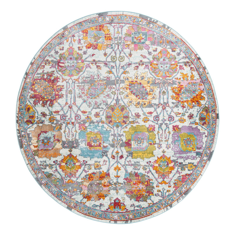 Haefner Floral Indoor Rug, Round 5'5"