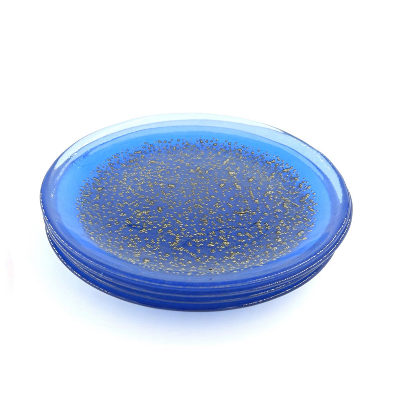 7'' Handmade Glass, Indigo/Bronze
