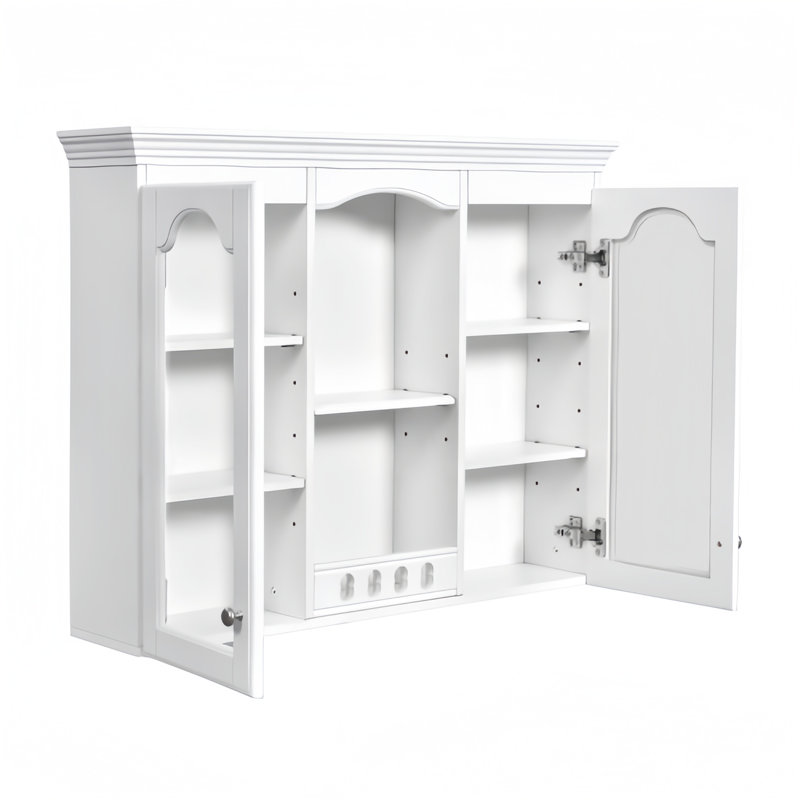 Armoire à pharmacie murale avec 2 portes en verre - Rangement au-dessus de la toilette, amplement d'espace pour la salle de bain
