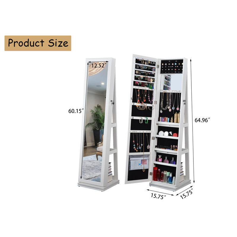 Armoire à bijoux pivotante à 360 °, Brun