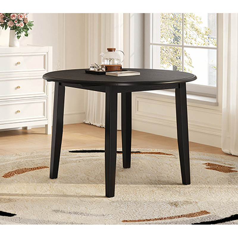 Table de salle à manger extensible ronde pour 2 à 4 personnes, table de salle à manger pliante en bois avec taille réglable, conception peu encombrante pour les petits appartements et les salles à manger - NOIR