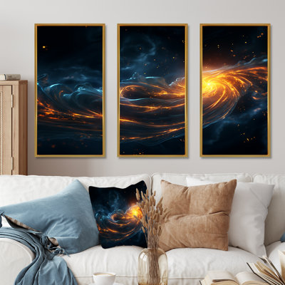 Blue And Orange Cosmic Nebula II - Space Planet Wall Art