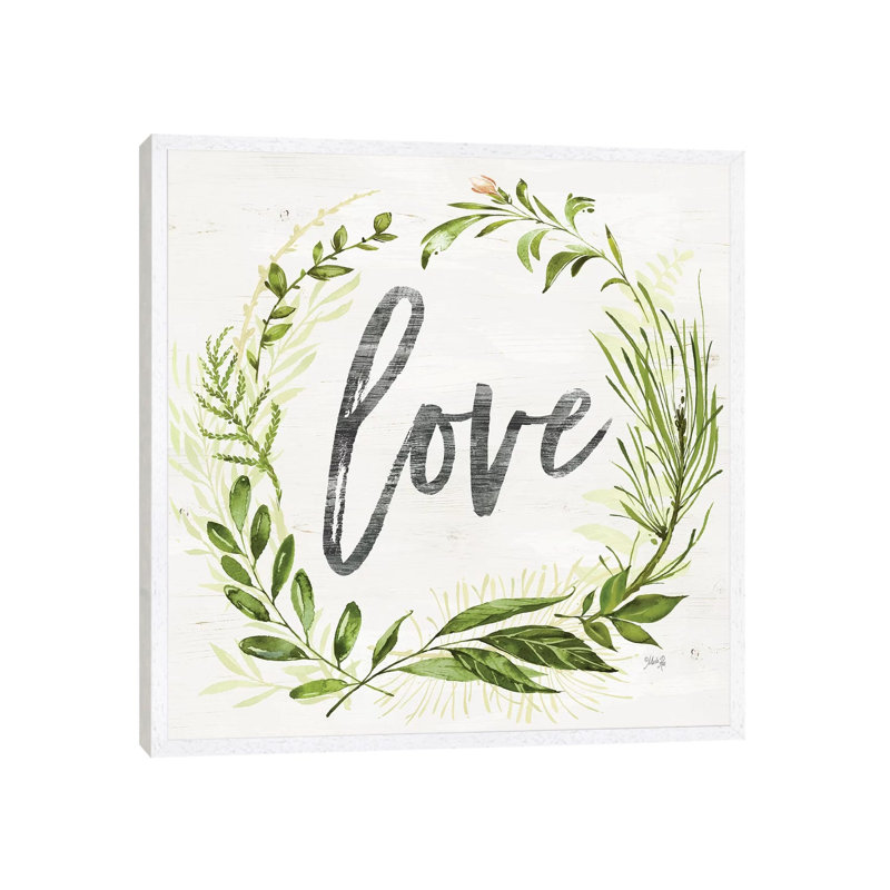 Love Greenery Wreath by Marla Rae - Print on Canvas, 66.04cm H x 66.04cm W x 3.81cm D, White Floater Framed