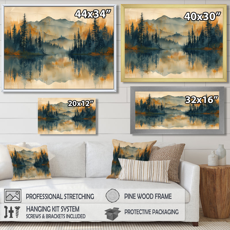 «Green Green Sunrise Fog In The Forest II», impression d'art mural forêt, Toile tendue, H 30 po x l 40 po x P 1,5 po