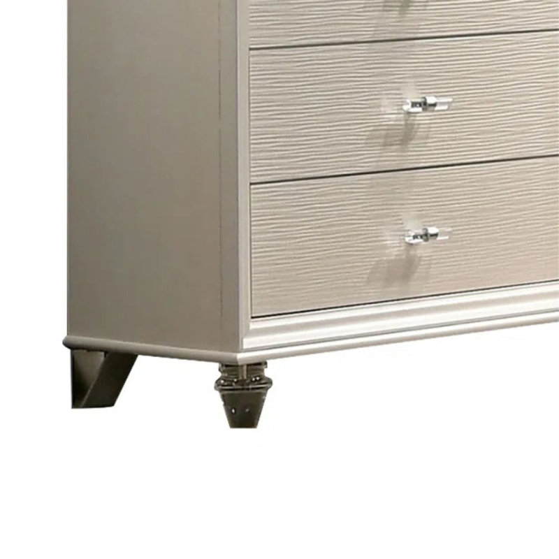 Ivory Crest Contemporary Style 6-drawer 54.5 In. Pearl White Dresser