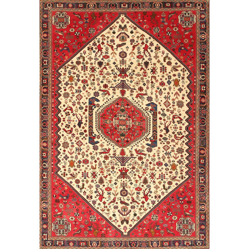 Tapis traditionnel rouge / chêne, Rectangle 5 pi x 8 pi