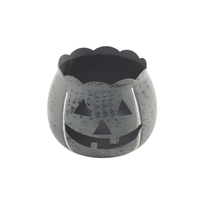 Porte-bougie Jack-O-Lantern, Gris, H 4,25 po x l 5,25 po x P 5,25 po