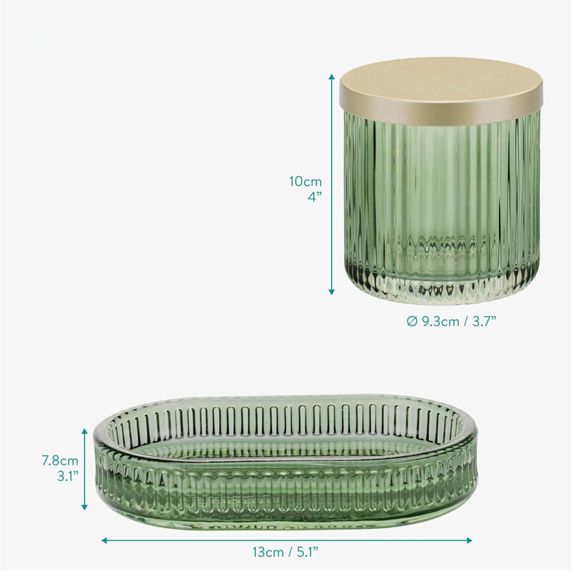 Bathroom Accessory Set, Green/Gold