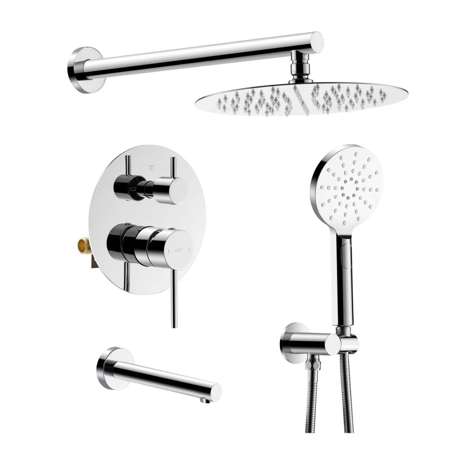 Circular Wall-Mounted Shower Faucet, Chrome
