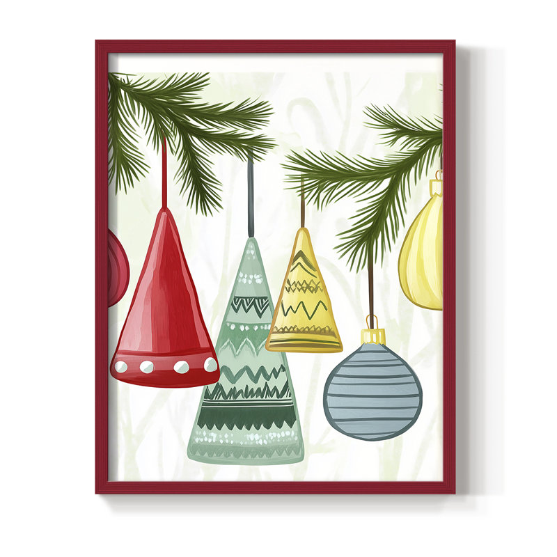 «Christmas Holiday», reproduction d'art encadrée - Bois massif, 11" H x 9" W, Red